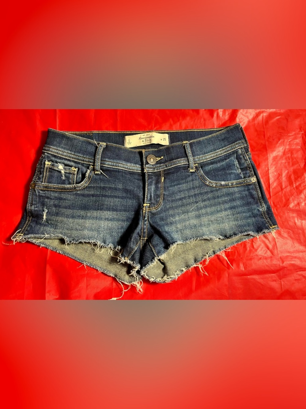 Abercrombie & Fitch Wo Sz 0 Dark Blue Denim Cutoff Shorts